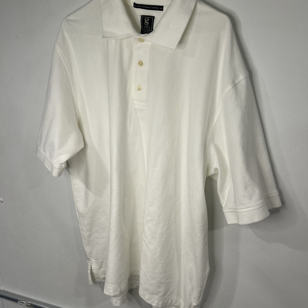 G Gear For Sport XL White Stripe 100% Pima Cotton Polo